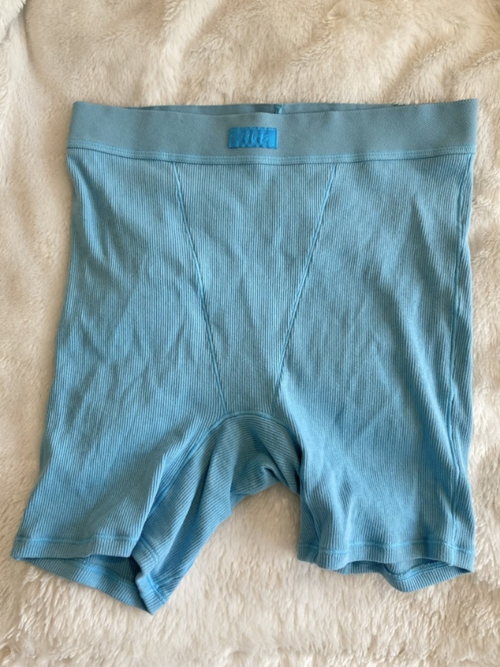 Skims Cotton Rib Boxer Short in Colour Water; Like New, Size Small